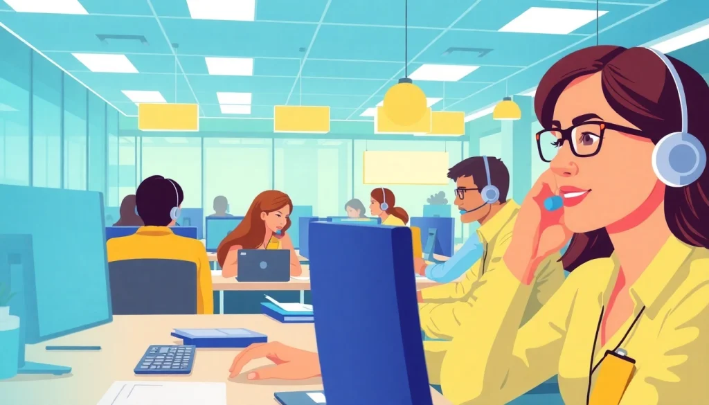 Engaged agents working at a call center in Tijuana, providing excellent customer service.