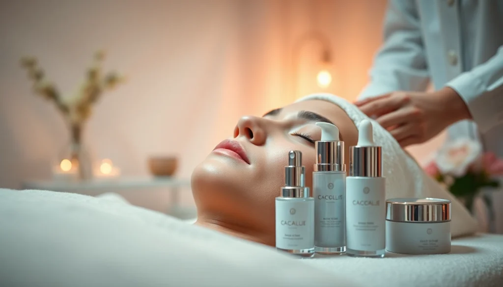 Experience Faltenbehandlung Zürich in a tranquil spa environment with elegant facial treatment products.