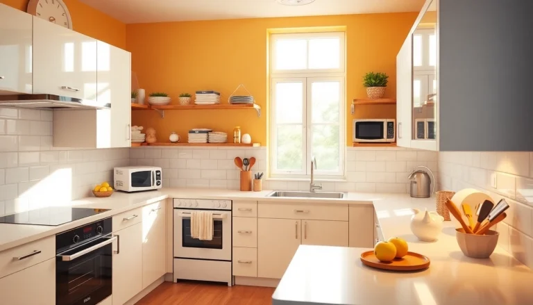 Spotlight on affordable kitchen appliances in a beautifully designed kitchen set-up with modern aesthetics.