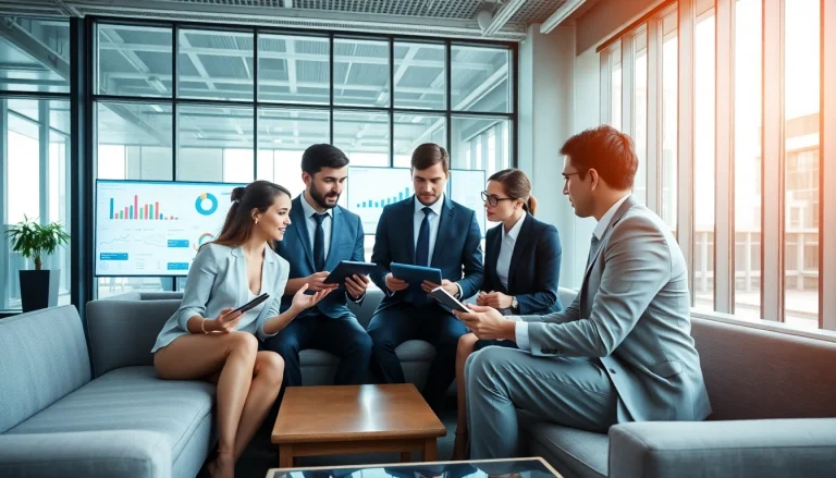 Collaborative team finding competitor pricing through digital analysis in a modern office.
