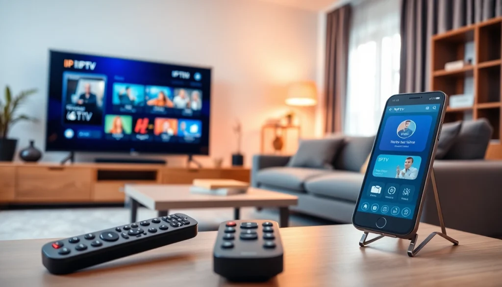 Join the world of streaming with a dynamic IPTV test line showcasing a vibrant TV setup.