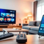 Join the world of streaming with a dynamic IPTV test line showcasing a vibrant TV setup.