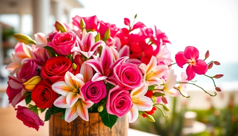 Stunning floral arrangement by a Huntington Beach florist showcasing vibrant blooms.