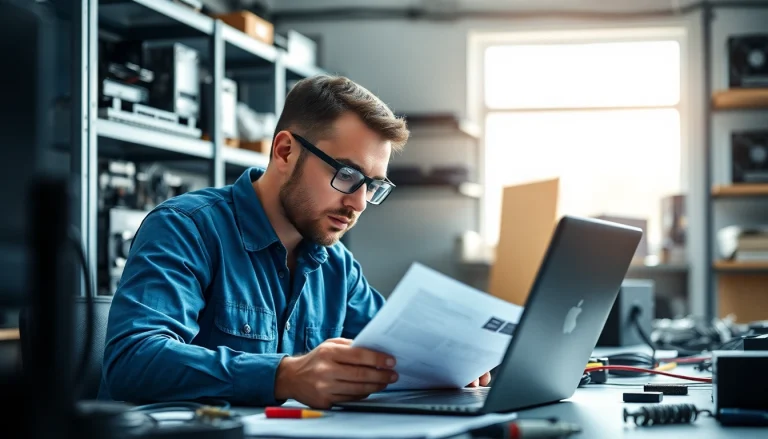 Riparazione computer torino con tecnico esperto al lavoro in un laboratorio moderno.