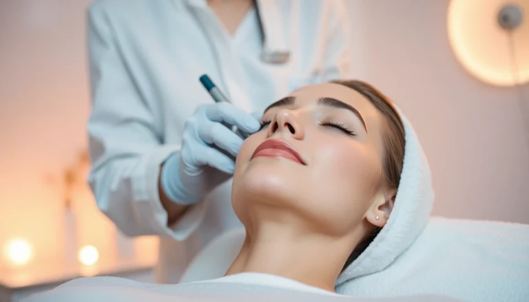Administering a Fett-weg Spritze for body contouring in a calming clinic environment.