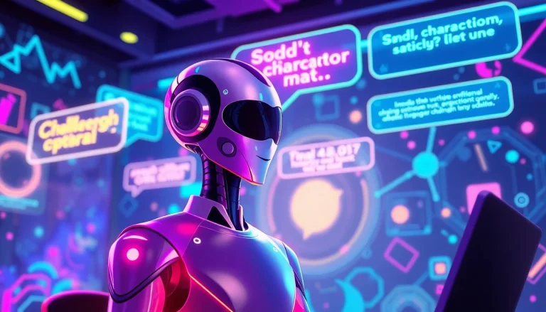 Experience character ai 18+ interactions with a charismatic AI character in a vibrant chat room environment.