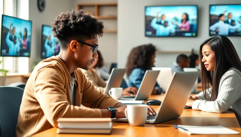 Students engaged in an online learning environment to earn an original UK degree.