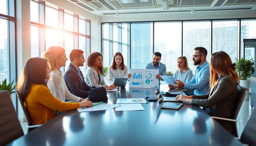 Enhance project management certification through effective team collaboration in a modern office.