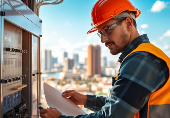 Inspecting an Electrical Panel Clearwater with a professional electrician, showcasing expertise and reliability.