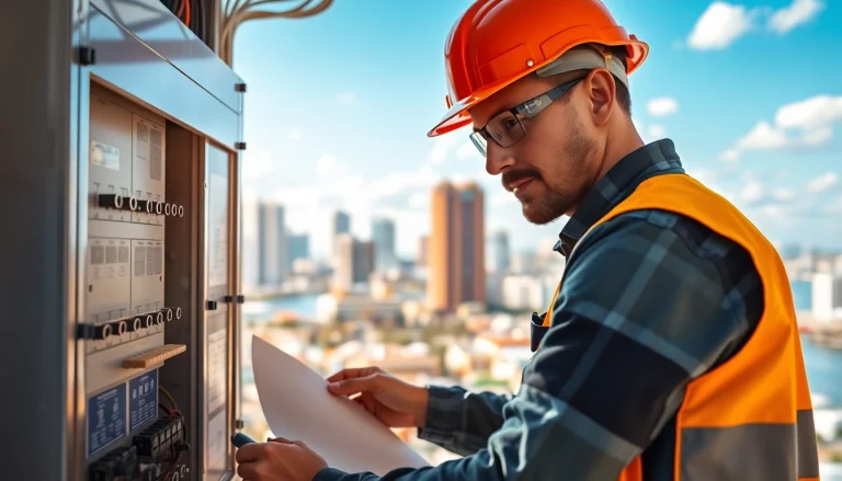 Inspecting an Electrical Panel Clearwater with a professional electrician, showcasing expertise and reliability.