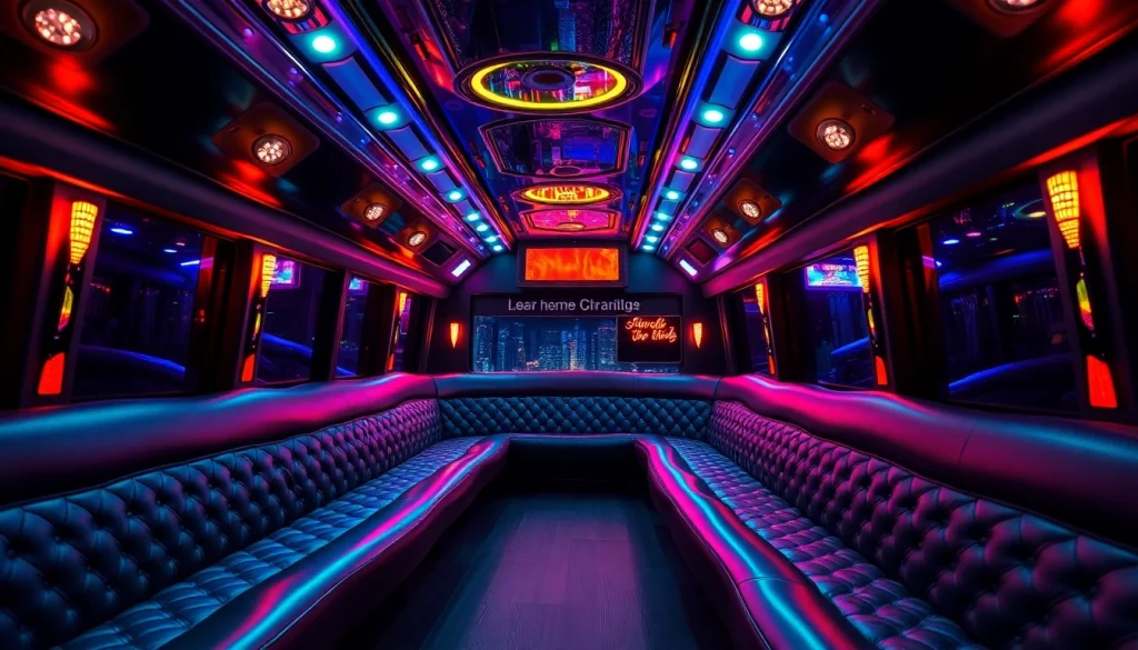 Experience the excitement of an Atlanta party bus with luxurious seating and vibrant ambiance.