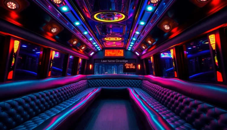 Experience the excitement of an Atlanta party bus with luxurious seating and vibrant ambiance.