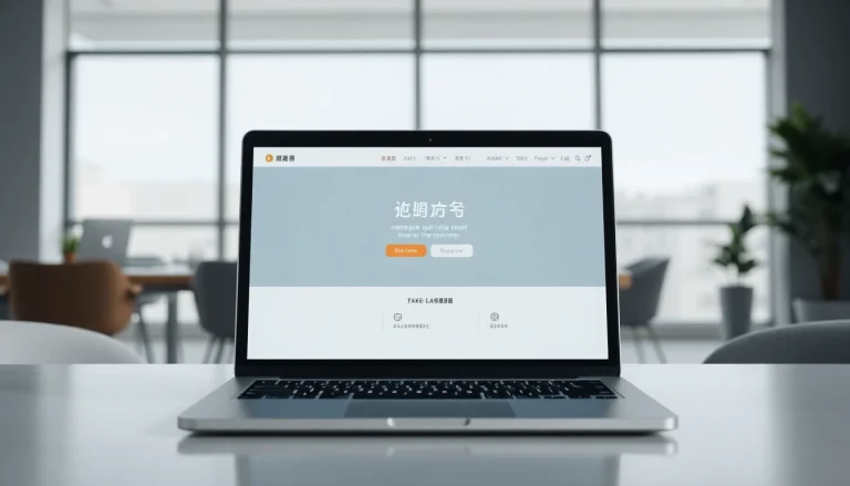 Showcase the、美洽官网 homepage on a laptop, highlighting its sleek design and user-friendly interface.