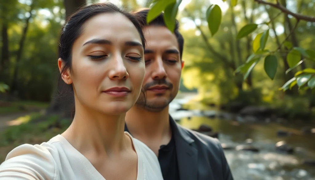 Practicing mindfulness to effectively deal with stress in a tranquil outdoor setting.