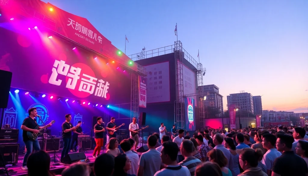 Experience the vibrant 汽水音乐海外 festival atmosphere with diverse musicians and a lively crowd.