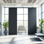 Showcasing a Folding Partition Wall in a modern office environment with a smooth opening mechanism.
