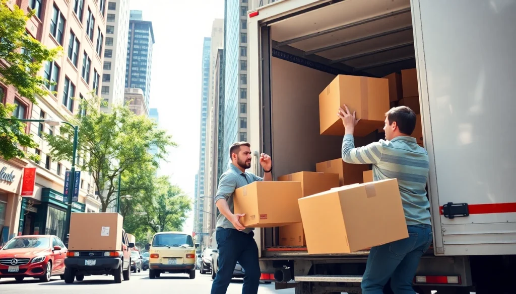 Movers managing house moves expertly orchestrating a busy urban relocation.