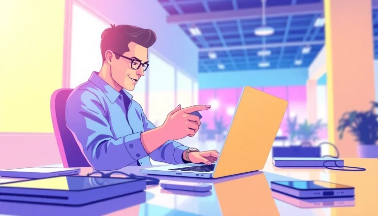 Engaging scene of a user benefiting from telegram电脑版中文 while working on their laptop.