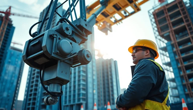 Review NVQ Level 4 Crane supervisor answers in a dynamic construction scene featuring diverse machinery.