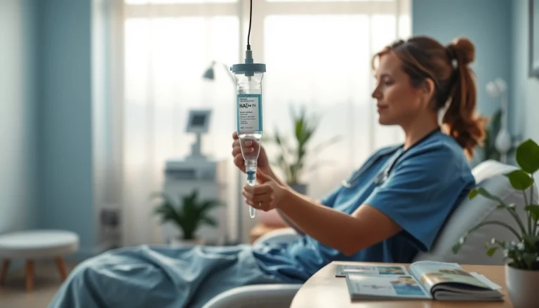 Experience revitalizing NAD+ IV therapy near me in a serene healthcare environment with attentive care.