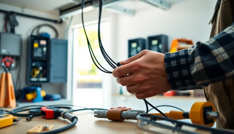 Ensure quality electrical service with a skilled technician working on wiring installation.