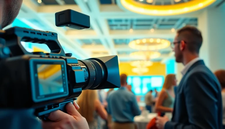 Capture Miami Corporate Event Videography Photography showcasing a videographer in action at a lively conference.