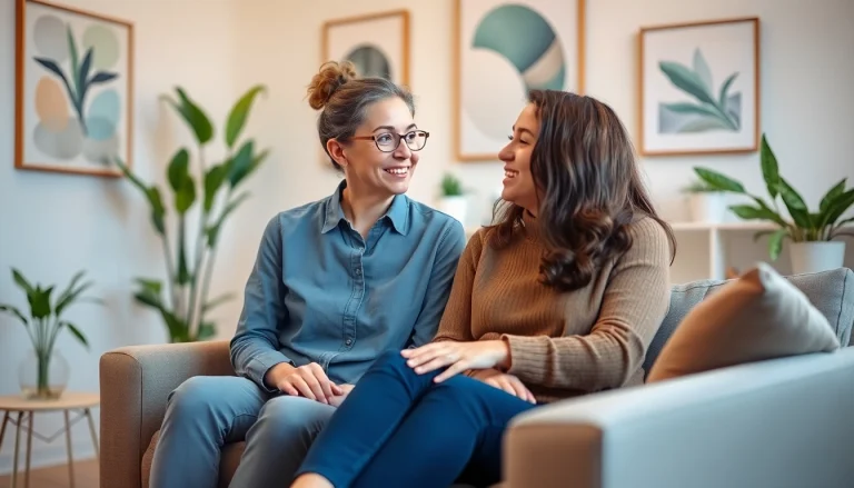 Engaged conversation with an attachment theory specialist in a calming therapy office.