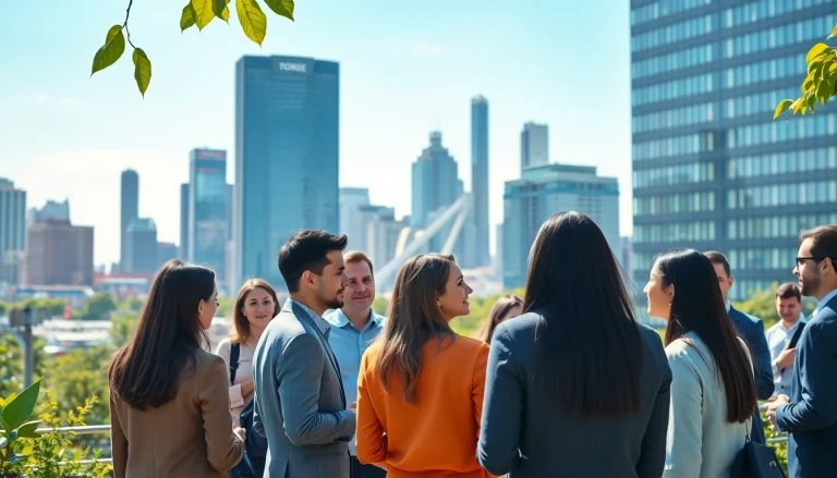 Showcasing diverse Locations with urban life and community engagement in a city setting.