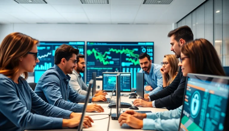 Engaged team showcasing managed it support services in a dynamic office setting.