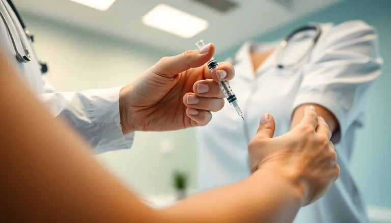 Administering Injectable Weight Loss treatment in a welcoming clinic.
