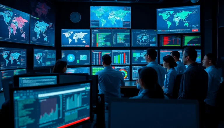A CIRT team responding to cyber threats in a high-tech control room.
