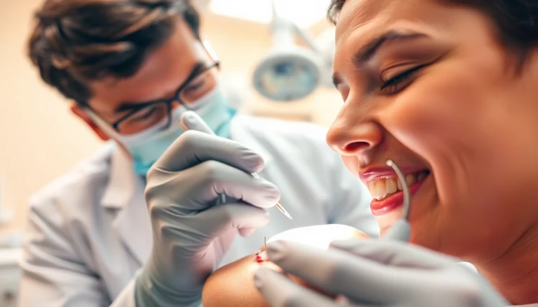 Performing fillings and restorative work in a professional dental office.