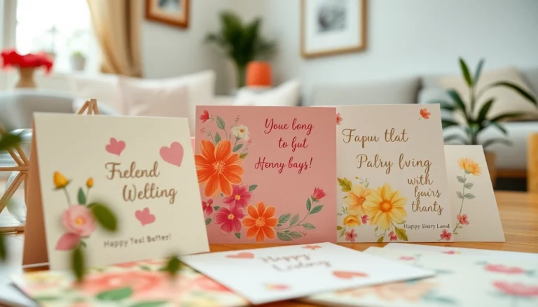Send greeting cards London featuring a vibrant collection of personalized designs showcased in a cozy setting.