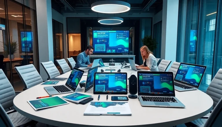 Creating stunning website design kansas city with a collaborative team in a modern office.