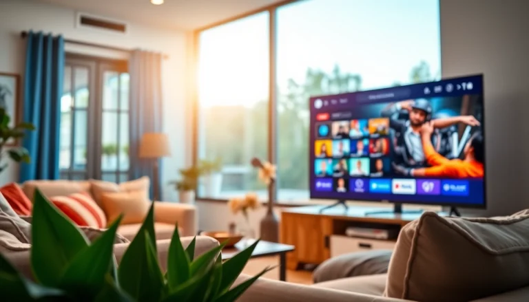 Comprar IPTV en un entorno acogedor con una moderna televisión mostrando canales vibrantes.
