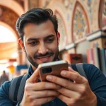 Activate esim Morocco effortlessly with vibrant Moroccan architecture in the background.