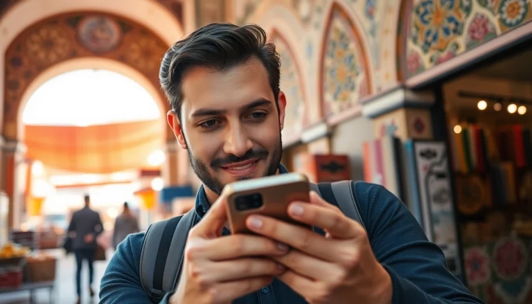 Activate esim Morocco effortlessly with vibrant Moroccan architecture in the background.
