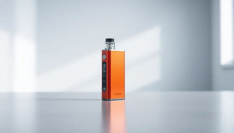 Showcase the sleek design of a 510 thread battery against a softly lit background, highlighting its features.