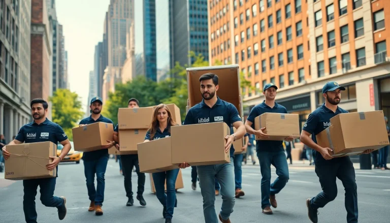 Efficient Moving company nyc team working in the vibrant streets of New York City.