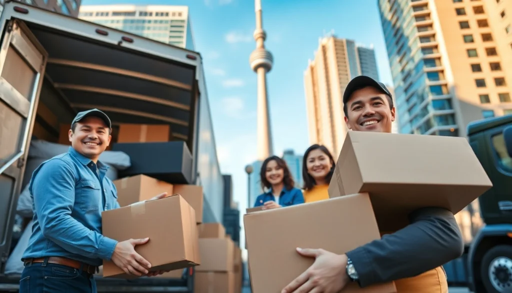 Expert movers providing moving services in Toronto while assisting with furniture loading.