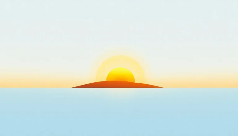 Design a dawn logo with a rising sun over a warm horizon.